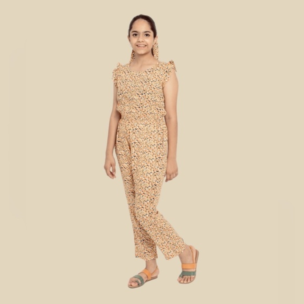TILT Big Girls Yellow Floral Jumpsuit Sz 8